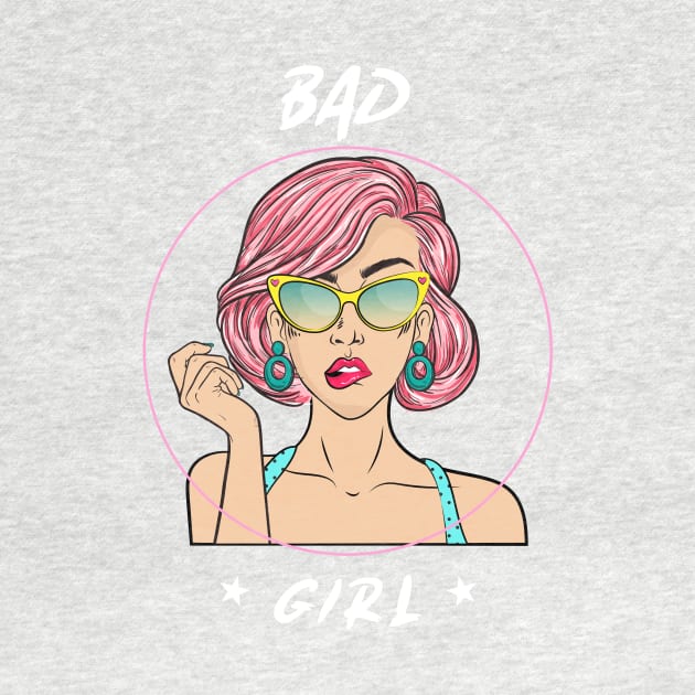 Bad Girl Feminist Pink Hair Girl Power Retro Cartoon 90s Nostalgia by BitterBaubles